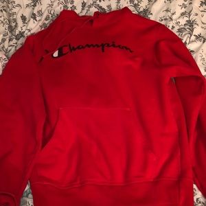 Red champion hoodie